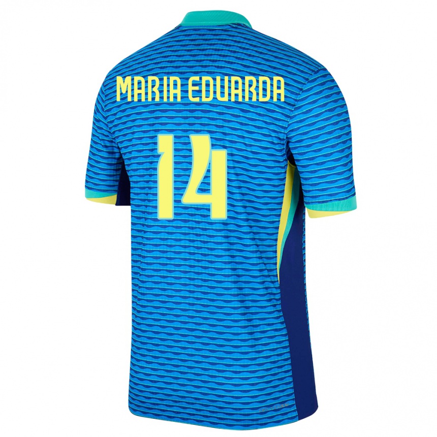 Niño Fútbol Camiseta Brasil Maria Eduarda #14 Azul 2ª Equipación 24-26