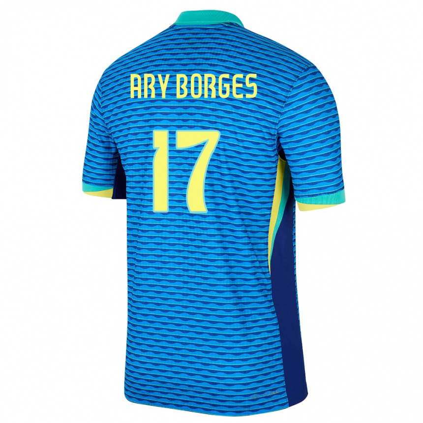 Niño Fútbol Camiseta Brasil Ary Borges #17 Azul 2ª Equipación 24-26