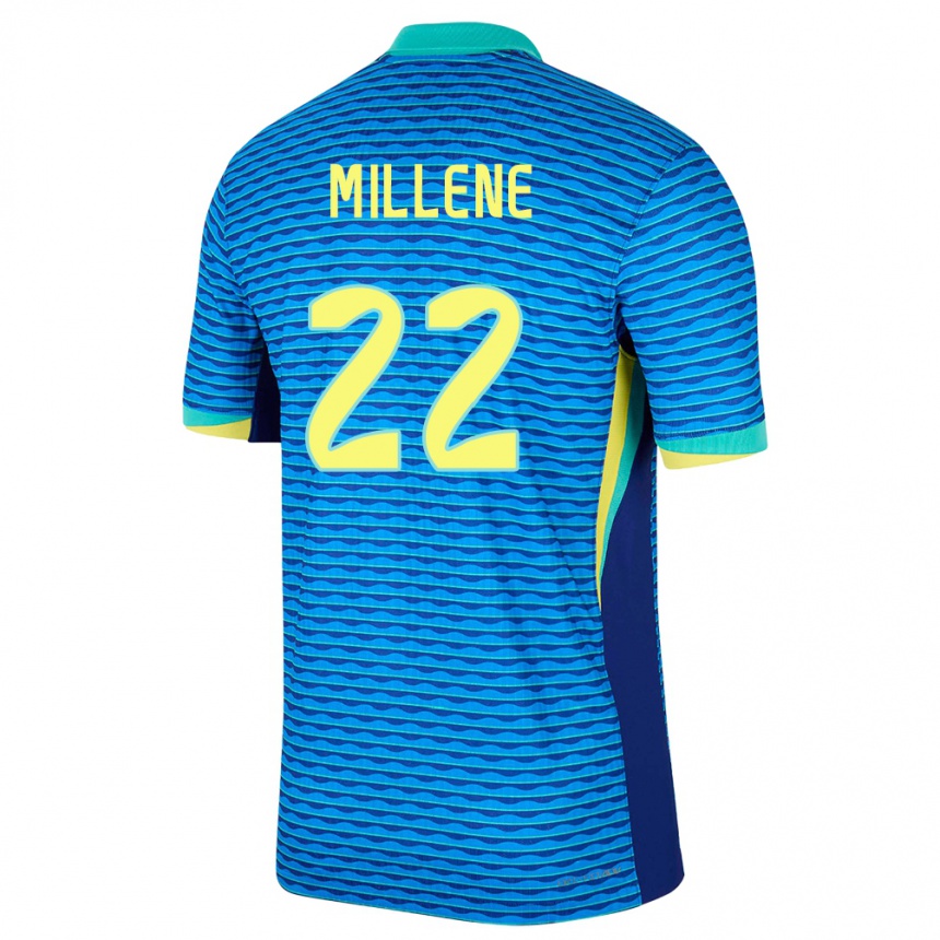 Niño Fútbol Camiseta Brasil Millene #22 Azul 2ª Equipación 24-26