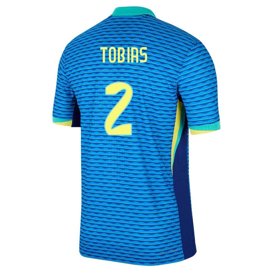 Niño Fútbol Camiseta Brasil Vinicius Tobias #2 Azul 2ª Equipación 24-26