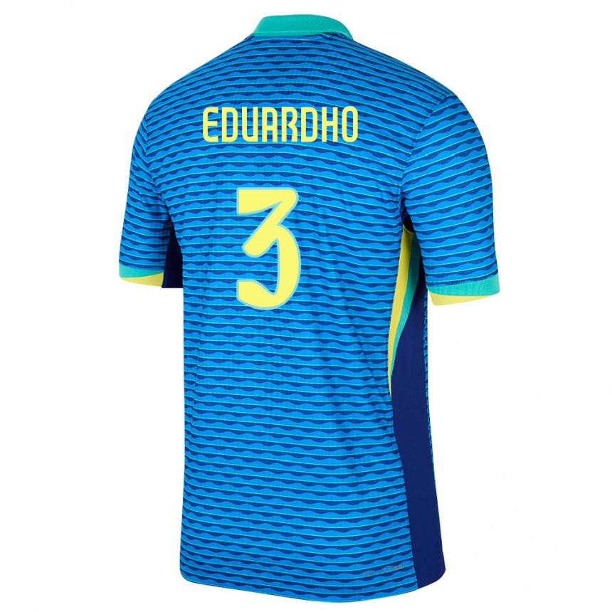 Niño Fútbol Camiseta Brasil Eduardho #3 Azul 2ª Equipación 24-26