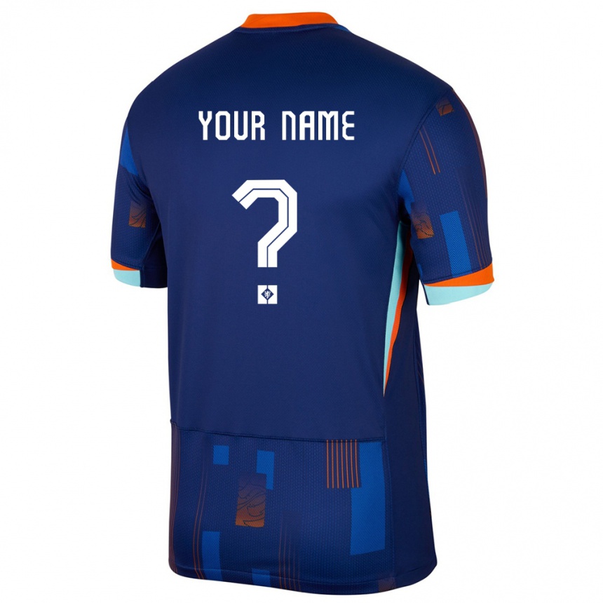 Niño Fútbol Camiseta Países Bajos Su Nombre #0 Azul 2ª Equipación 24-26