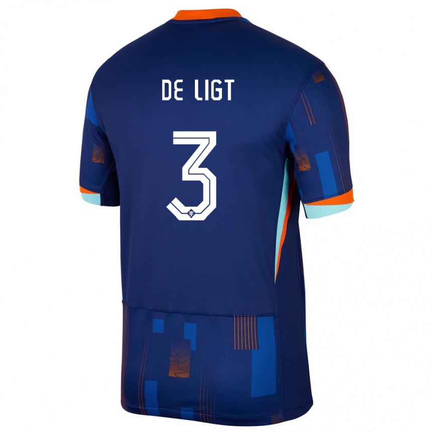 Niño Fútbol Camiseta Países Bajos Matthijs De Ligt #3 Azul 2ª Equipación 24-26