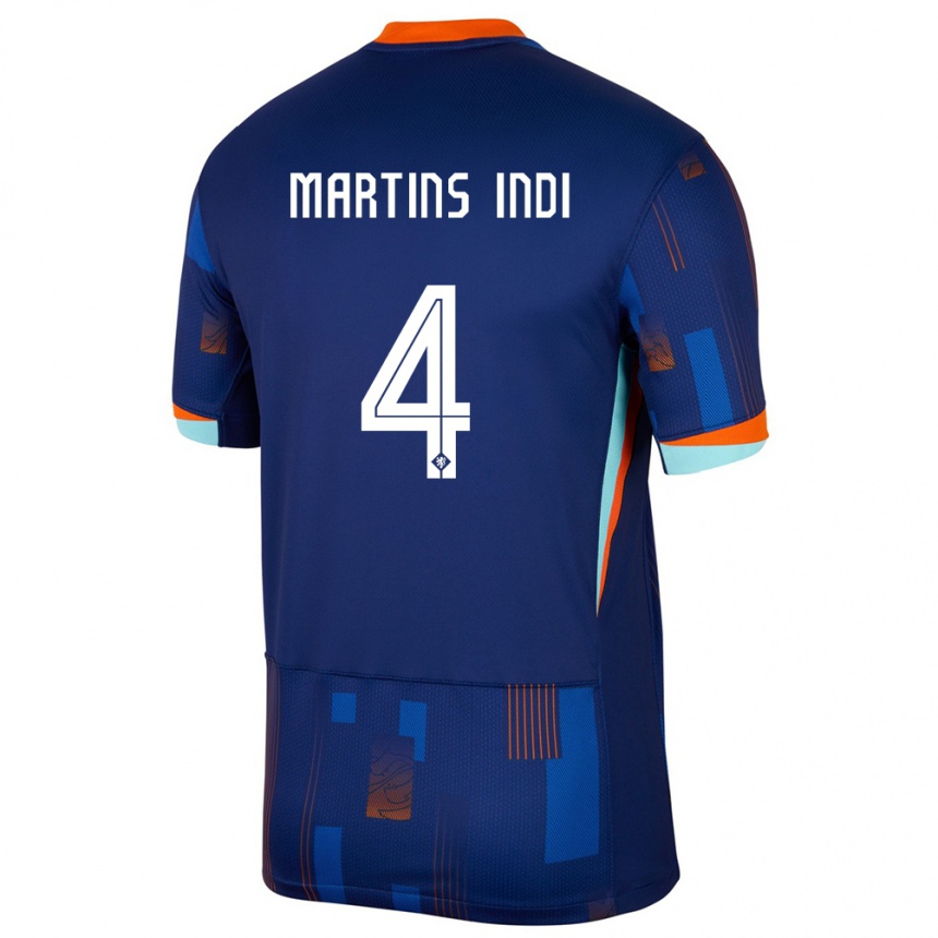 Niño Fútbol Camiseta Países Bajos Bruno Martins Indi #4 Azul 2ª Equipación 24-26