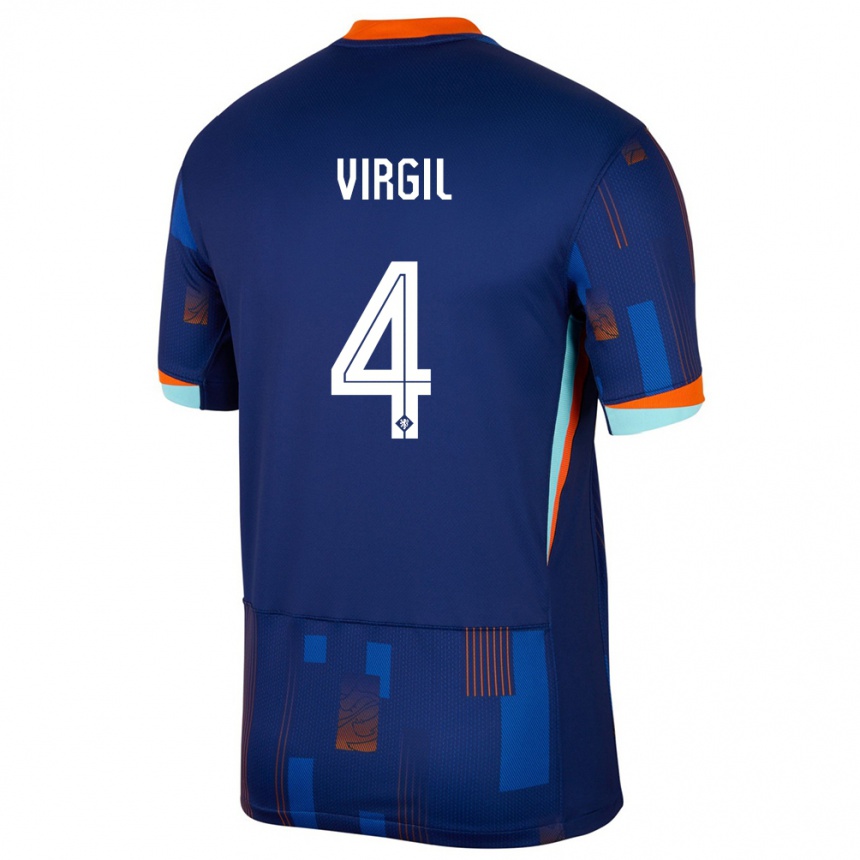 Niño Fútbol Camiseta Países Bajos Virgil Van Dijk #4 Azul 2ª Equipación 24-26