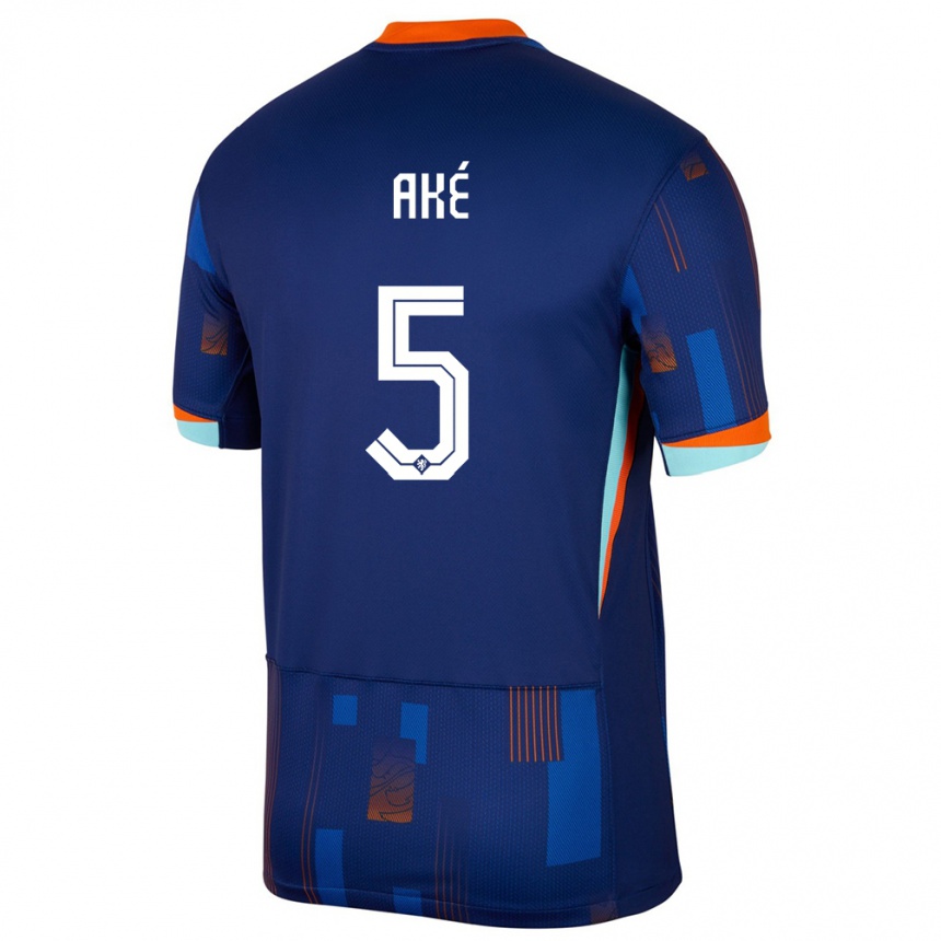 Niño Fútbol Camiseta Países Bajos Nathan Ake #5 Azul 2ª Equipación 24-26