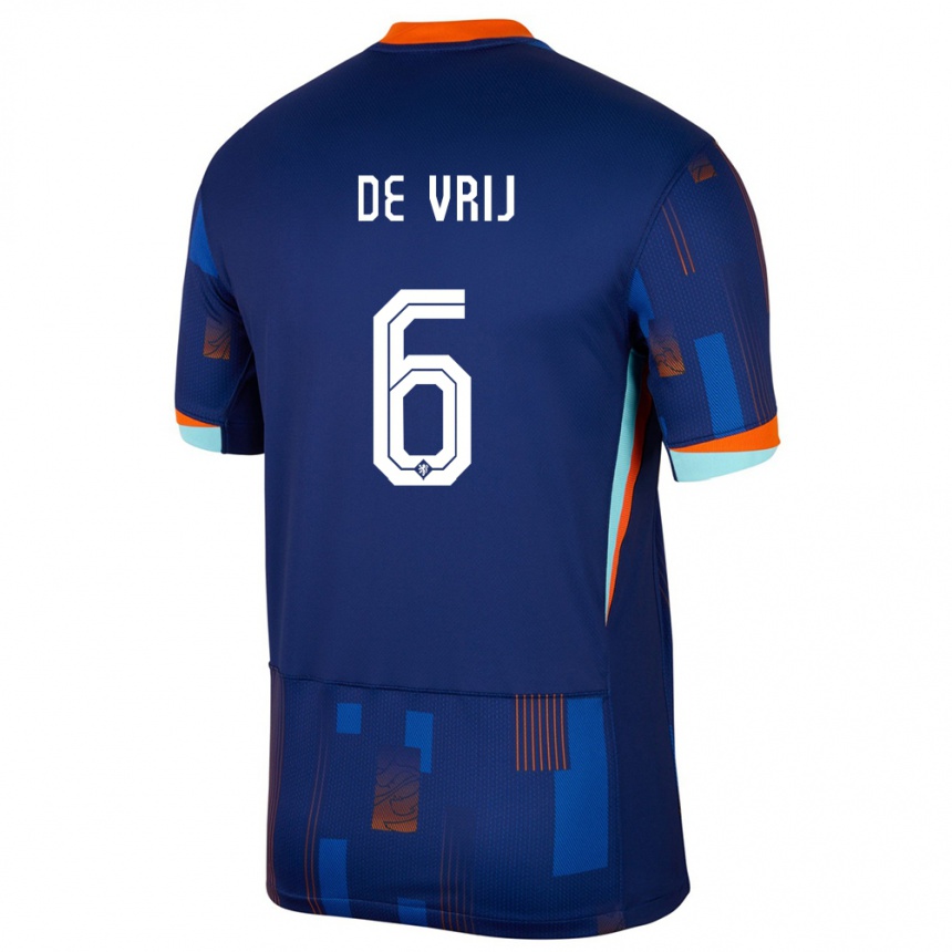 Niño Fútbol Camiseta Países Bajos Stefan De Vrij #6 Azul 2ª Equipación 24-26