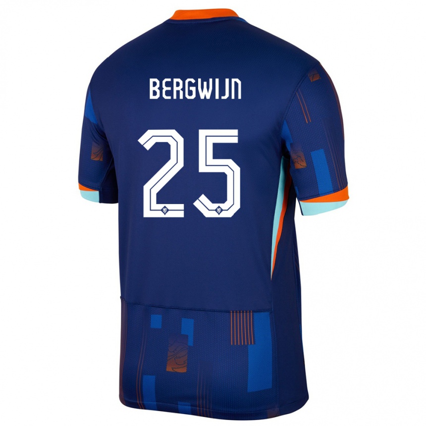 Niño Fútbol Camiseta Países Bajos Steven Bergwijn #25 Azul 2ª Equipación 24-26