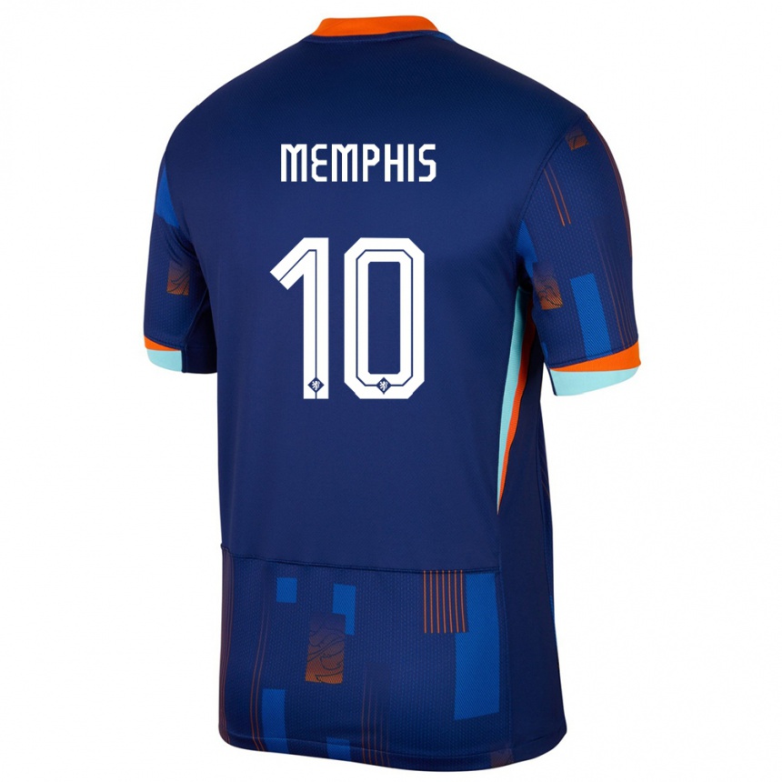 Niño Fútbol Camiseta Países Bajos Memphis Depay #10 Azul 2ª Equipación 24-26