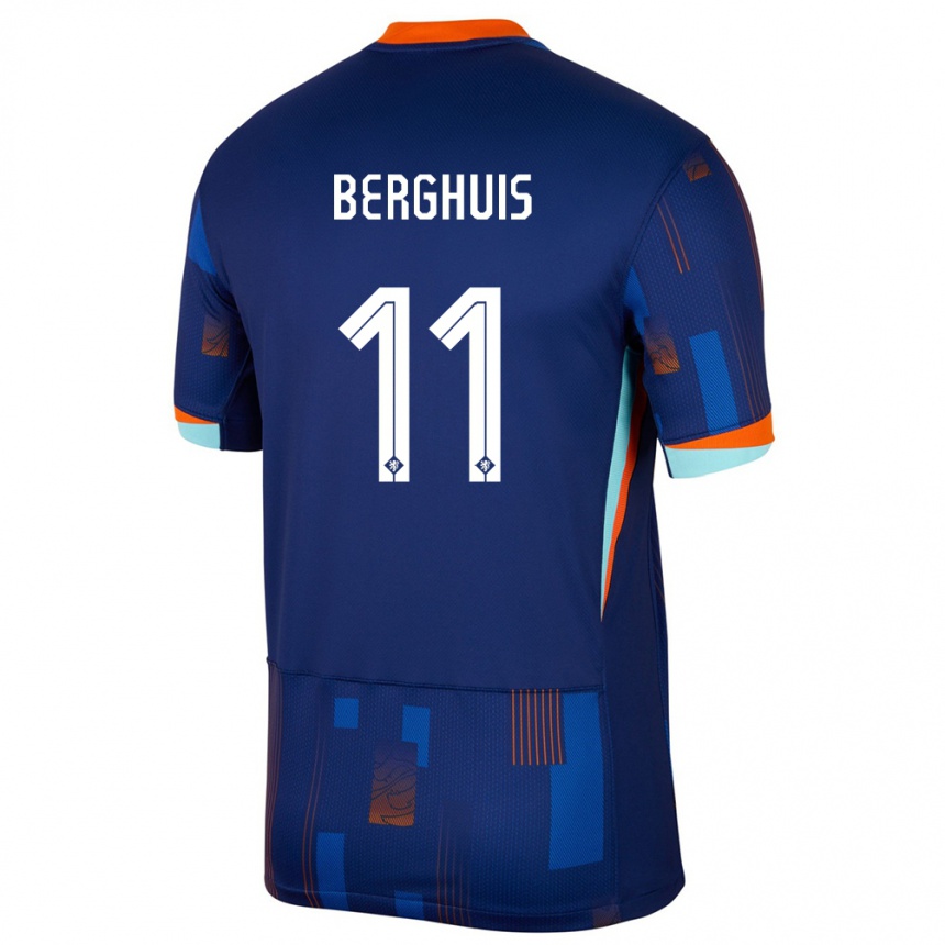 Niño Fútbol Camiseta Países Bajos Steven Berghuis #11 Azul 2ª Equipación 24-26