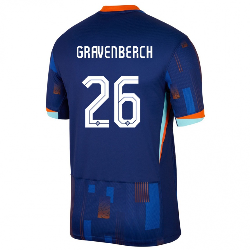 Niño Fútbol Camiseta Países Bajos Ryan Gravenberch #26 Azul 2ª Equipación 24-26