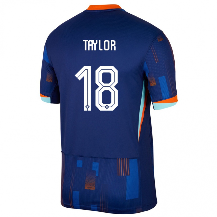 Niño Fútbol Camiseta Países Bajos Kenneth Taylor #18 Azul 2ª Equipación 24-26