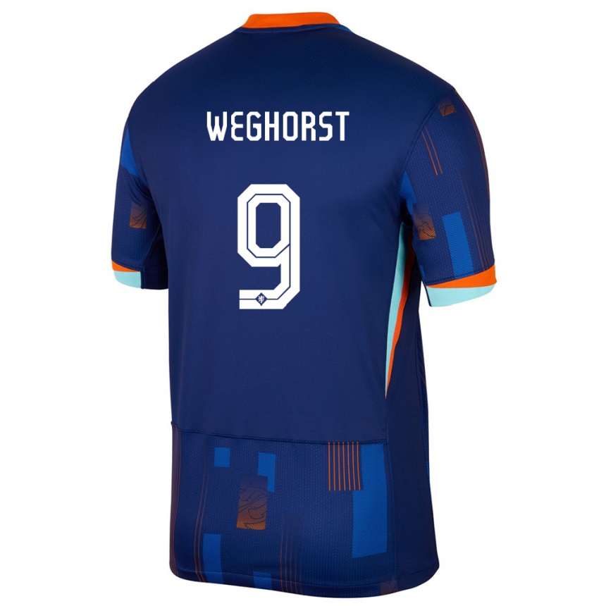 Niño Fútbol Camiseta Países Bajos Wout Weghorst #9 Azul 2ª Equipación 24-26