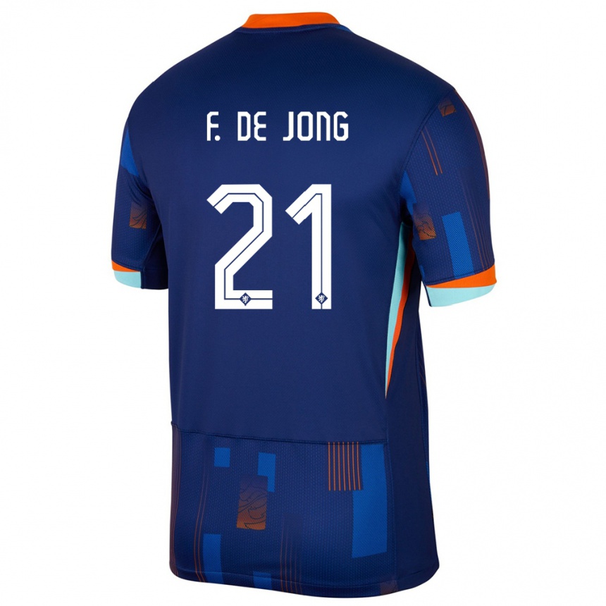 Niño Fútbol Camiseta Países Bajos Frenkie De Jong #21 Azul 2ª Equipación 24-26