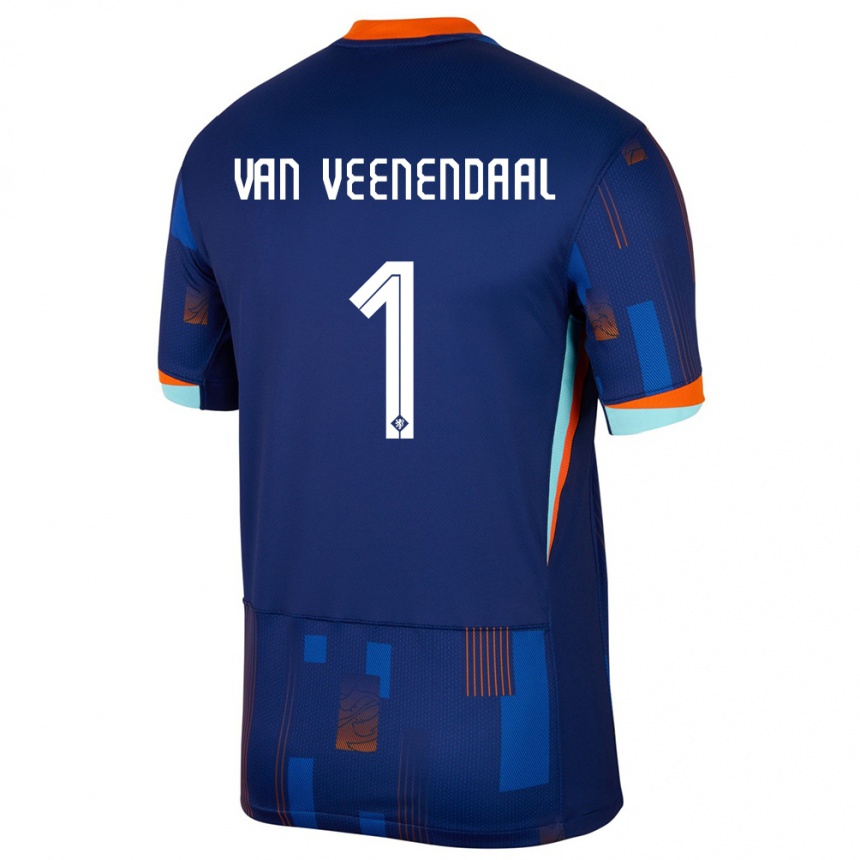 Niño Fútbol Camiseta Países Bajos Sari Van Veenendaal #1 Azul 2ª Equipación 24-26