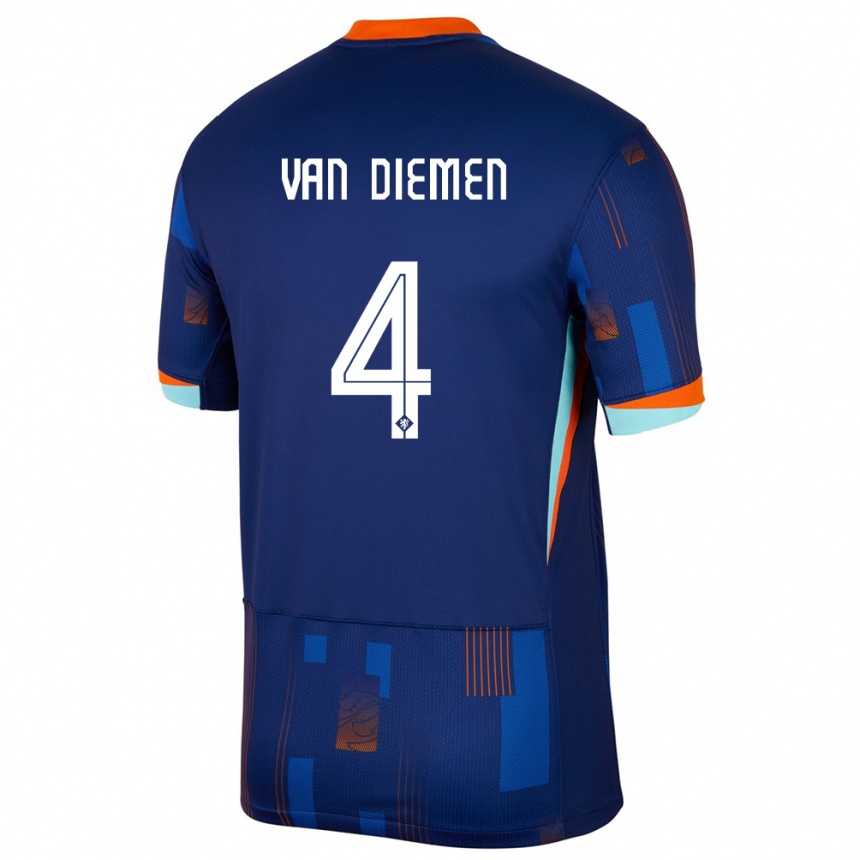 Niño Fútbol Camiseta Países Bajos Samantha Van Diemen #4 Azul 2ª Equipación 24-26