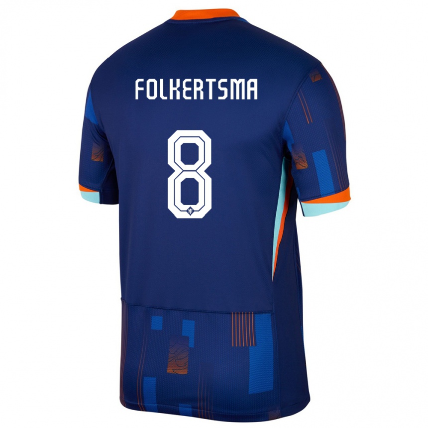 Niño Fútbol Camiseta Países Bajos Sisca Folkertsma #8 Azul 2ª Equipación 24-26