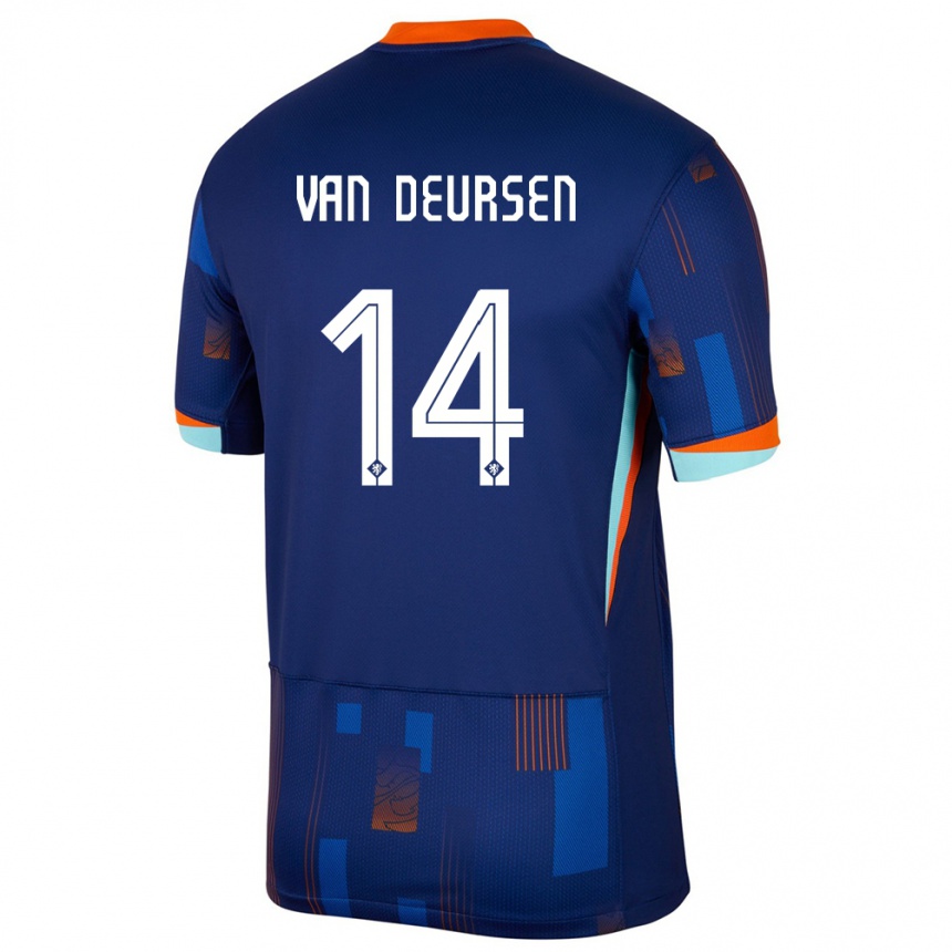 Niño Fútbol Camiseta Países Bajos Eva Van Deursen #14 Azul 2ª Equipación 24-26