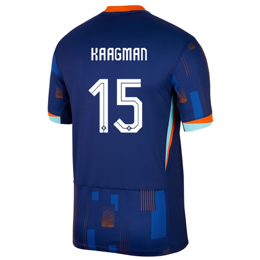 Niño Fútbol Camiseta Países Bajos Inessa Kaagman #15 Azul 2ª Equipación 24-26