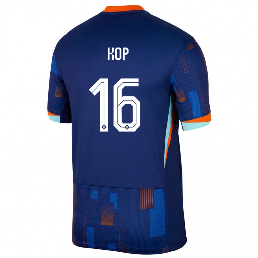 Niño Fútbol Camiseta Países Bajos Lize Kop #16 Azul 2ª Equipación 24-26