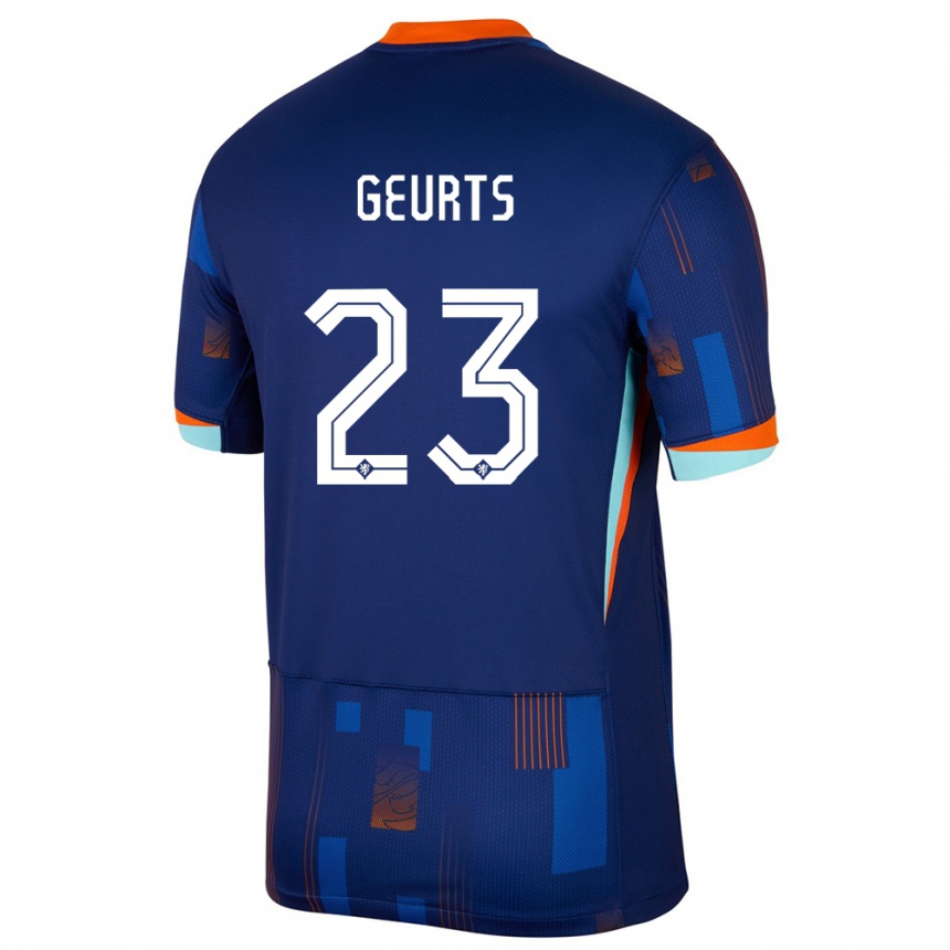 Niño Fútbol Camiseta Países Bajos Loes Geurts #23 Azul 2ª Equipación 24-26