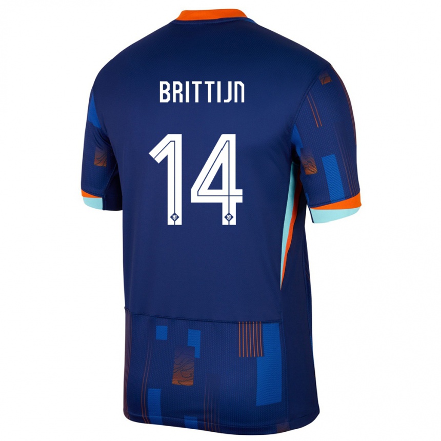 Niño Fútbol Camiseta Países Bajos Philip Brittijn #14 Azul 2ª Equipación 24-26