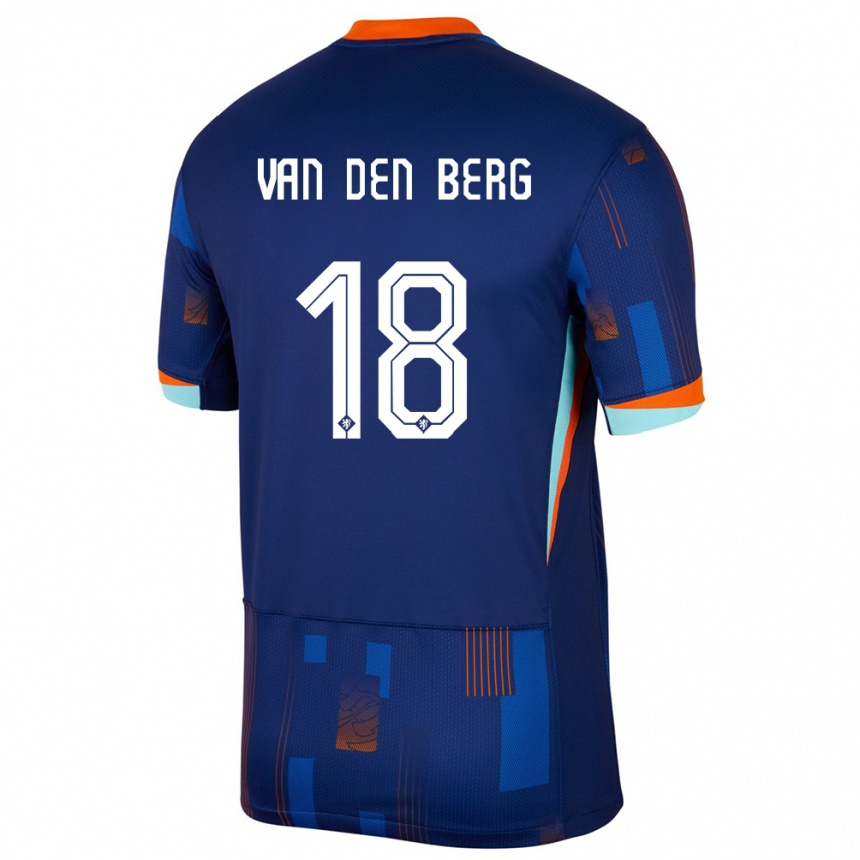 Niño Fútbol Camiseta Países Bajos Rav Van Den Berg #18 Azul 2ª Equipación 24-26