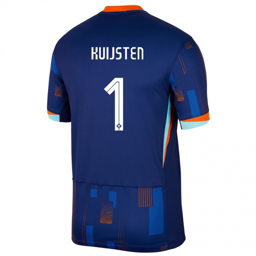 Niño Fútbol Camiseta Países Bajos Tristan Kuijsten #1 Azul 2ª Equipación 24-26