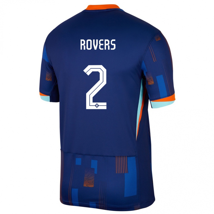 Niño Fútbol Camiseta Países Bajos Bram Rovers #2 Azul 2ª Equipación 24-26