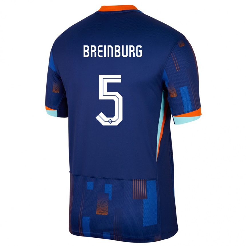 Niño Fútbol Camiseta Países Bajos Rainey Breinburg #5 Azul 2ª Equipación 24-26