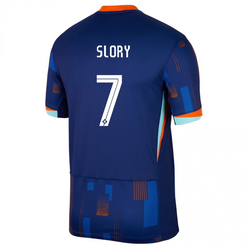 Niño Fútbol Camiseta Países Bajos Jaden Slory #7 Azul 2ª Equipación 24-26