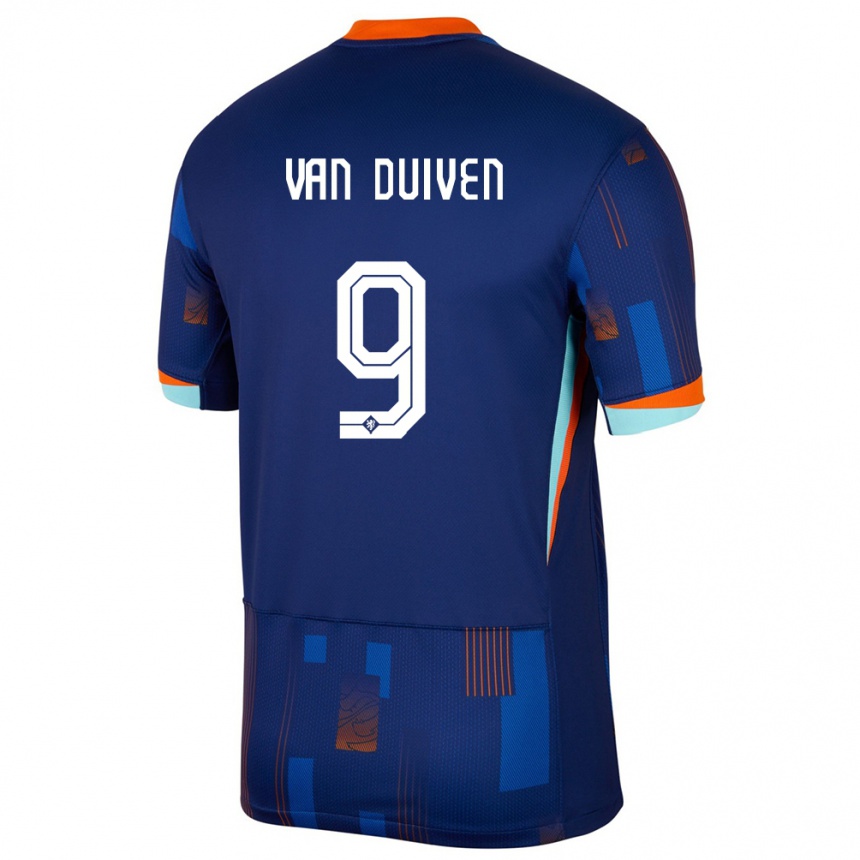 Niño Fútbol Camiseta Países Bajos Jason Van Duiven #9 Azul 2ª Equipación 24-26