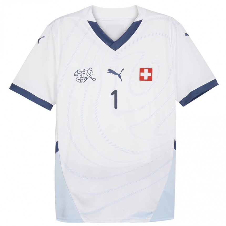 Niño Fútbol Camiseta Suiza Gaelle Thalmann #1 Blanco 2ª Equipación 24-26