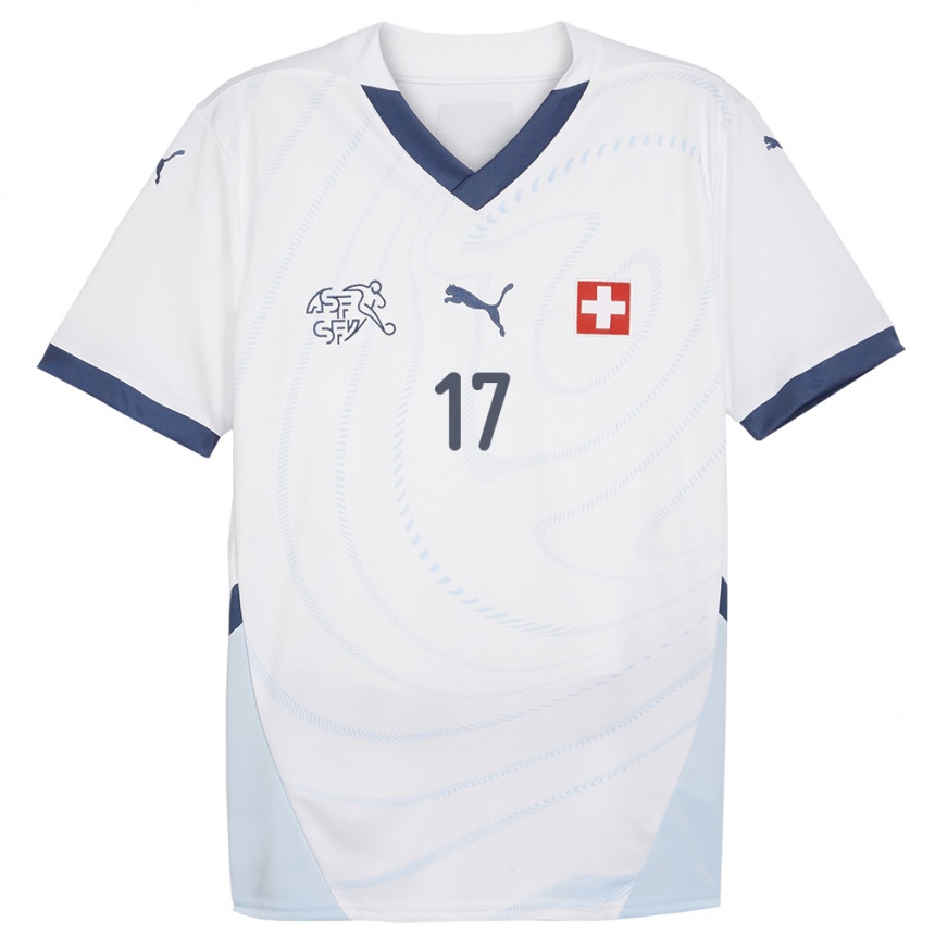 Niño Fútbol Camiseta Suiza Leon Avdullahu #17 Blanco 2ª Equipación 24-26