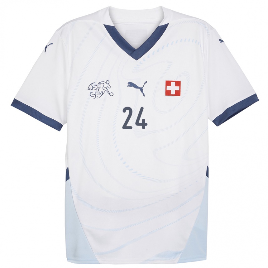 Niño Fútbol Camiseta Suiza Becir Omeragic #24 Blanco 2ª Equipación 24-26