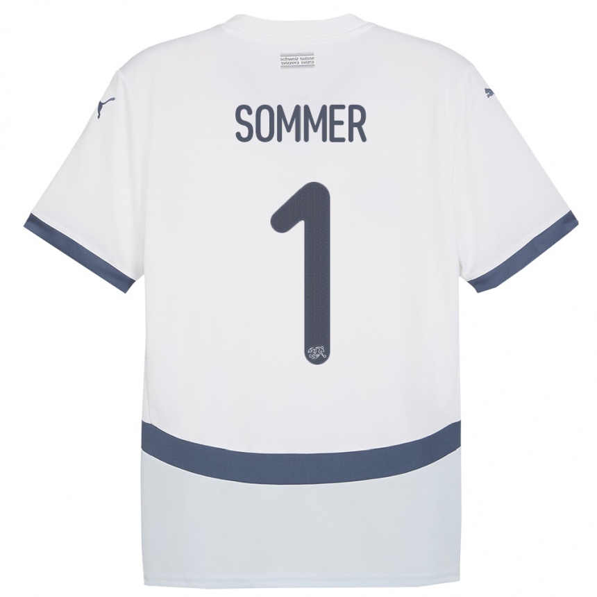 Niño Fútbol Camiseta Suiza Yann Sommer #1 Blanco 2ª Equipación 24-26