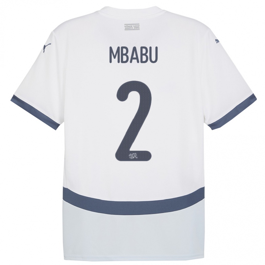 Niño Fútbol Camiseta Suiza Kevin Mbabu #2 Blanco 2ª Equipación 24-26