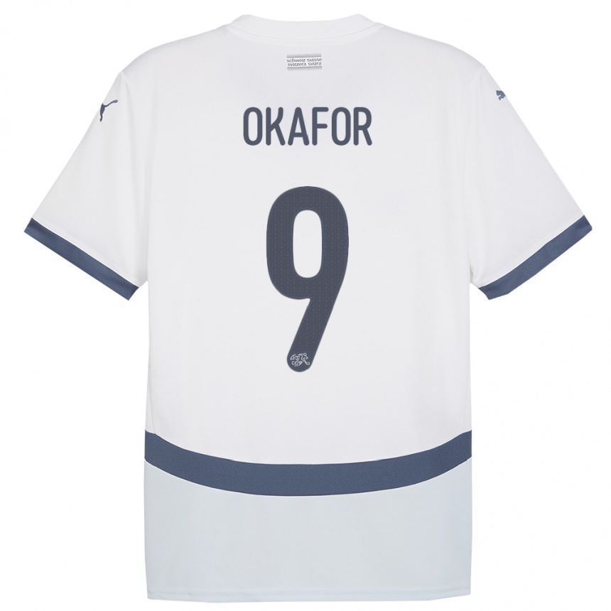 Niño Fútbol Camiseta Suiza Noah Okafor #9 Blanco 2ª Equipación 24-26