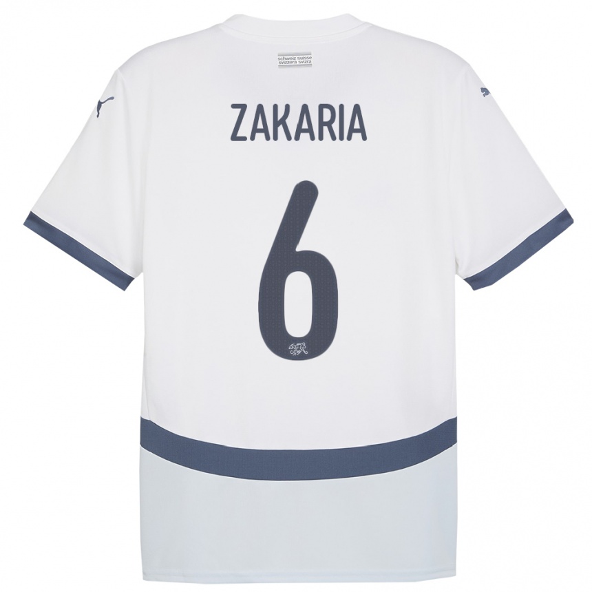 Niño Fútbol Camiseta Suiza Denis Zakaria #6 Blanco 2ª Equipación 24-26