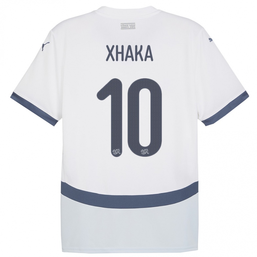 Niño Fútbol Camiseta Suiza Granit Xhaka #10 Blanco 2ª Equipación 24-26