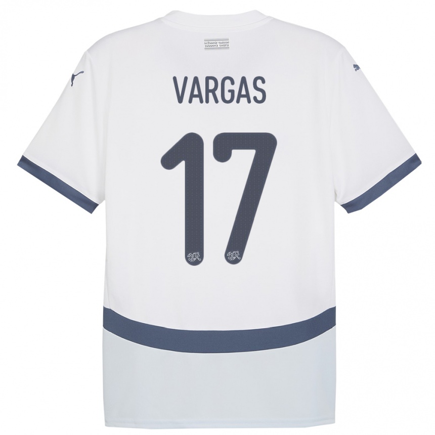 Niño Fútbol Camiseta Suiza Ruben Vargas #17 Blanco 2ª Equipación 24-26