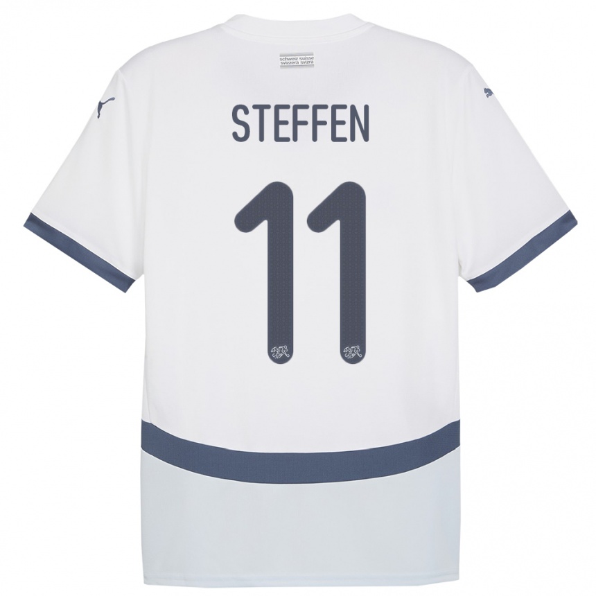 Niño Fútbol Camiseta Suiza Renato Steffen #11 Blanco 2ª Equipación 24-26