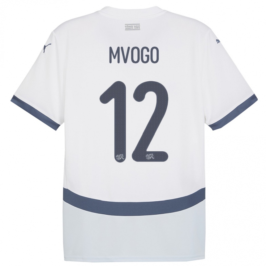 Niño Fútbol Camiseta Suiza Yvon Mvogo #12 Blanco 2ª Equipación 24-26