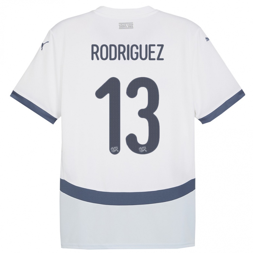 Niño Fútbol Camiseta Suiza Ricardo Rodriguez #13 Blanco 2ª Equipación 24-26