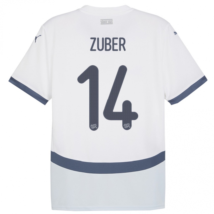 Niño Fútbol Camiseta Suiza Steven Zuber #14 Blanco 2ª Equipación 24-26