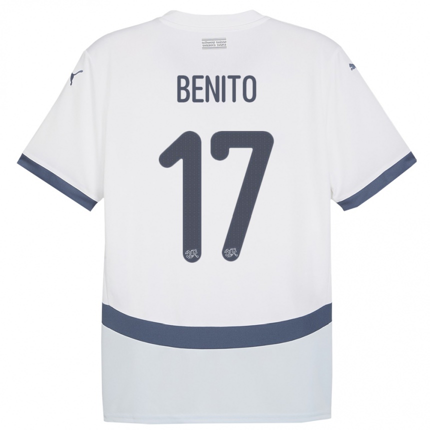 Niño Fútbol Camiseta Suiza Loris Benito #17 Blanco 2ª Equipación 24-26