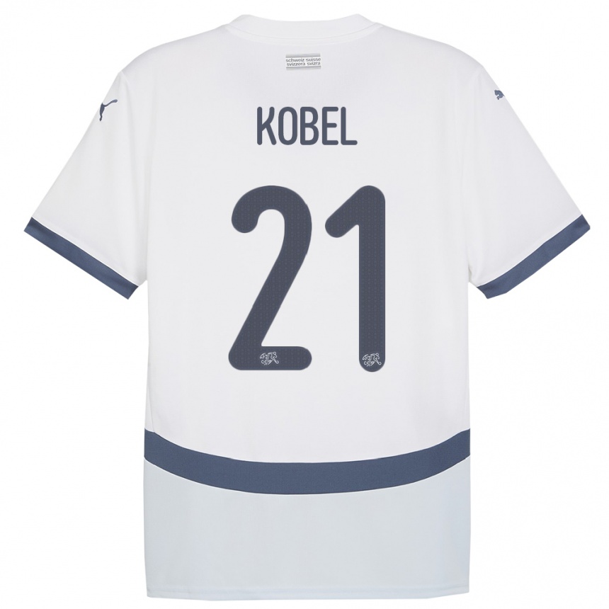 Niño Fútbol Camiseta Suiza Gregor Kobel #21 Blanco 2ª Equipación 24-26