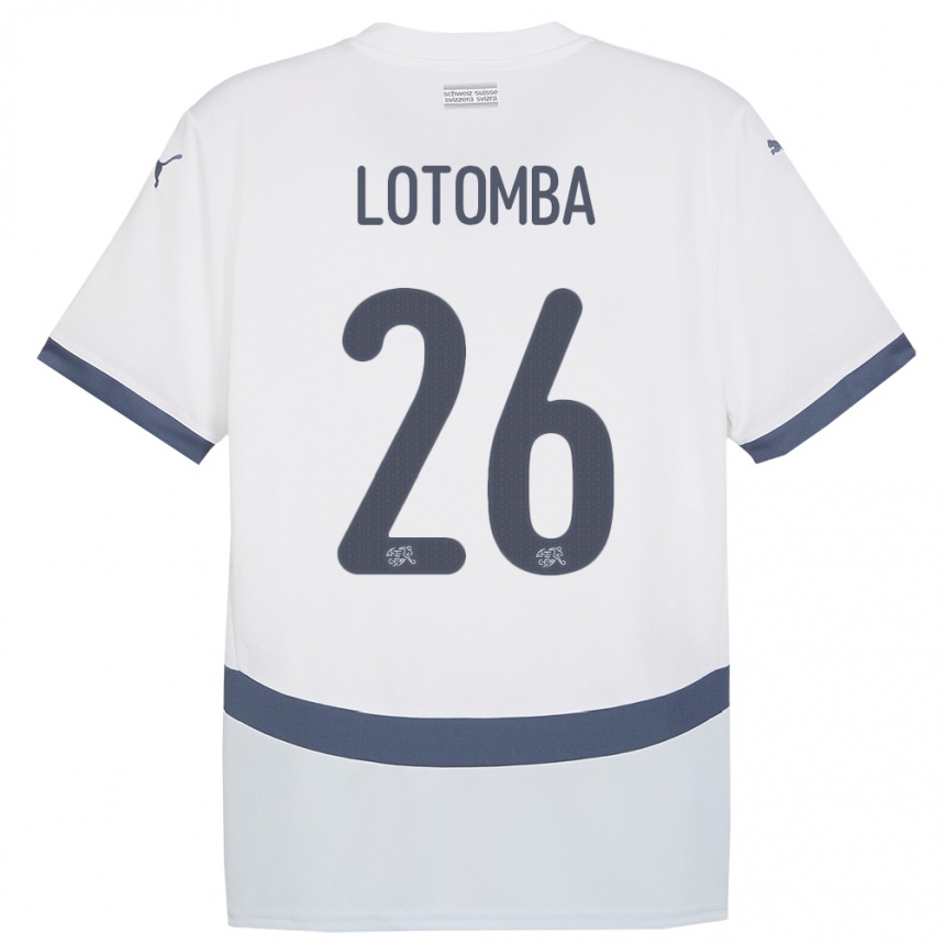 Niño Fútbol Camiseta Suiza Jordan Lotomba #26 Blanco 2ª Equipación 24-26