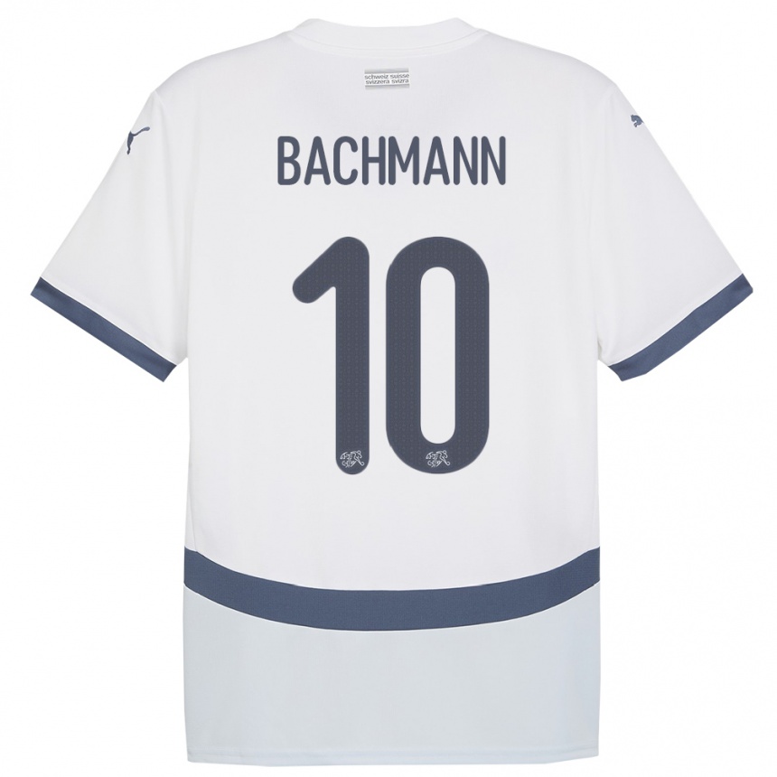 Niño Fútbol Camiseta Suiza Ramona Bachmann #10 Blanco 2ª Equipación 24-26