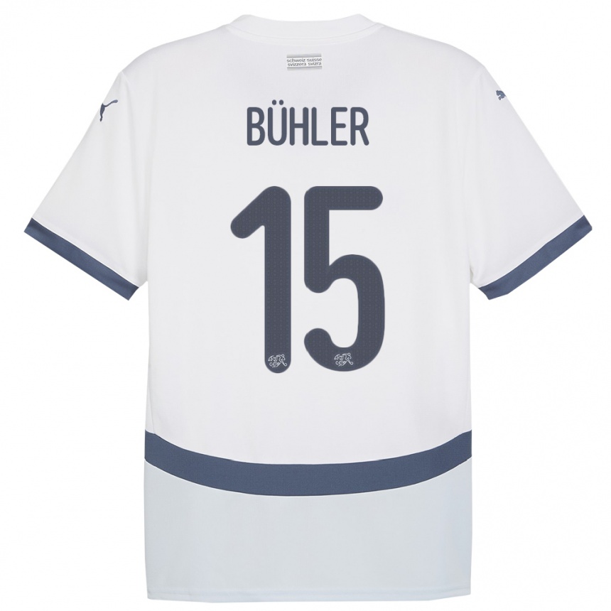 Niño Fútbol Camiseta Suiza Luana Buhler #15 Blanco 2ª Equipación 24-26